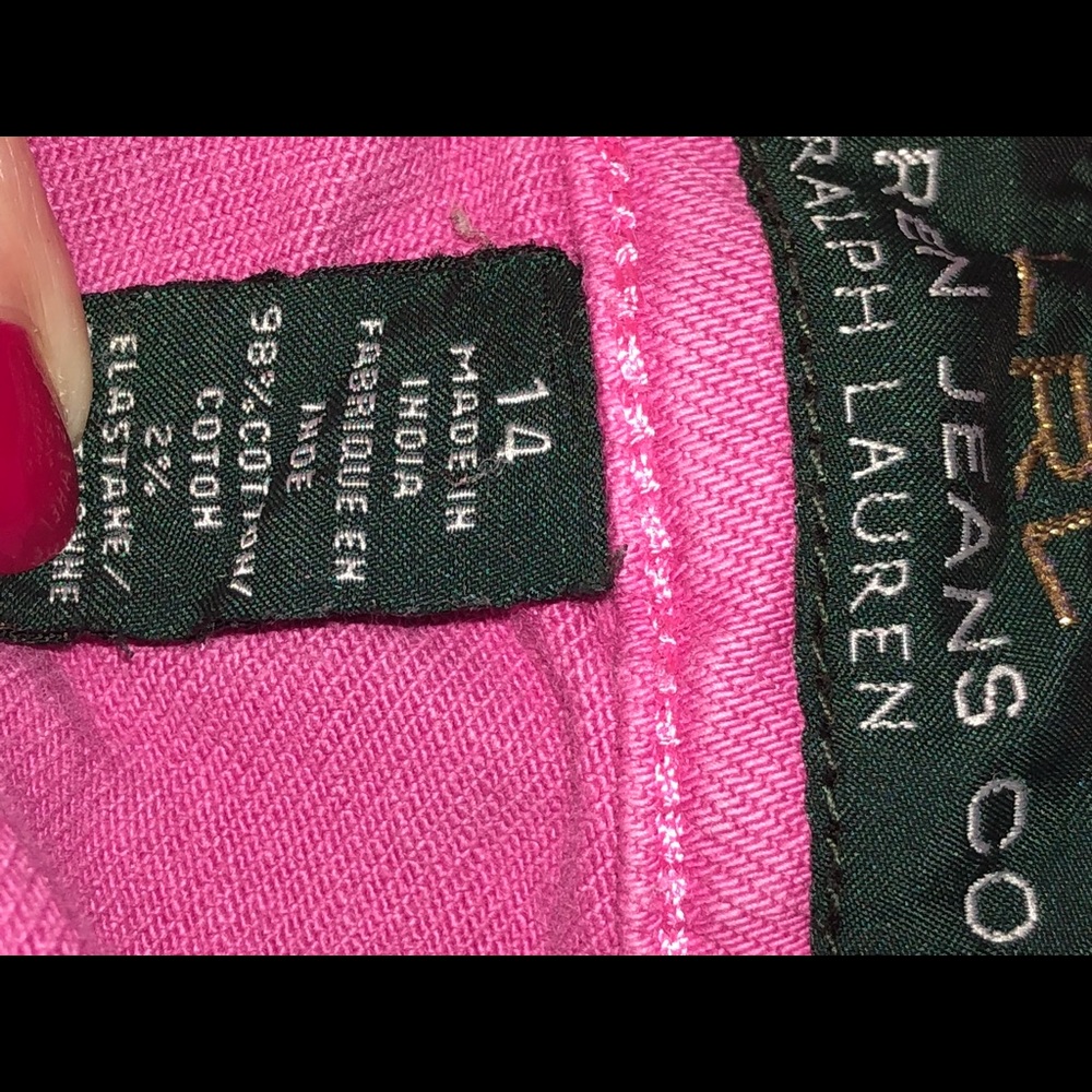 Pink ankle length Ralph Lauren jeans, size 14.